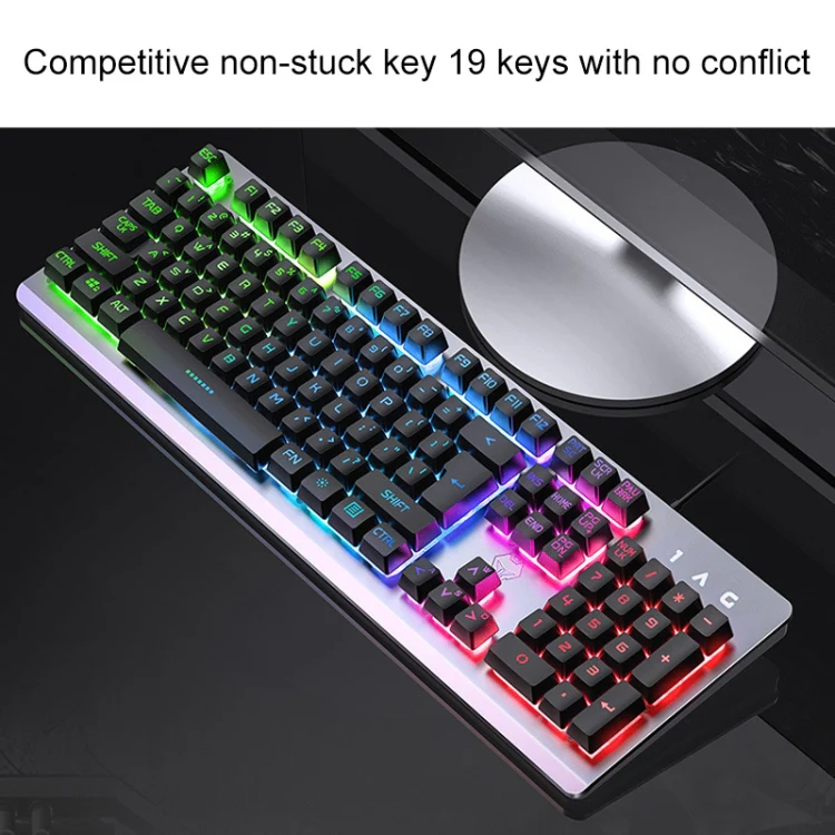 YINDIAO K002 USB Wired Mechanical Feel RGB Backlight Keyboard + Optical Silent Mouse Set(Black) - Image 5