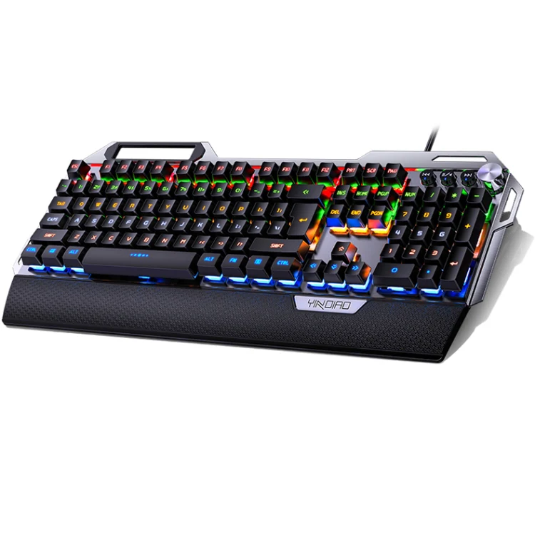 YINDIAO K100 USB Metal Mechanical Gaming Wired Keyboard, Mixed Light Blue Shaft(Black) - Image 2