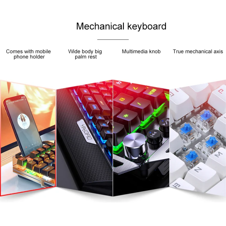 YINDIAO K100 USB Metal Mechanical Gaming Wired Keyboard, Mixed Light Blue Shaft(Black) - Image 6