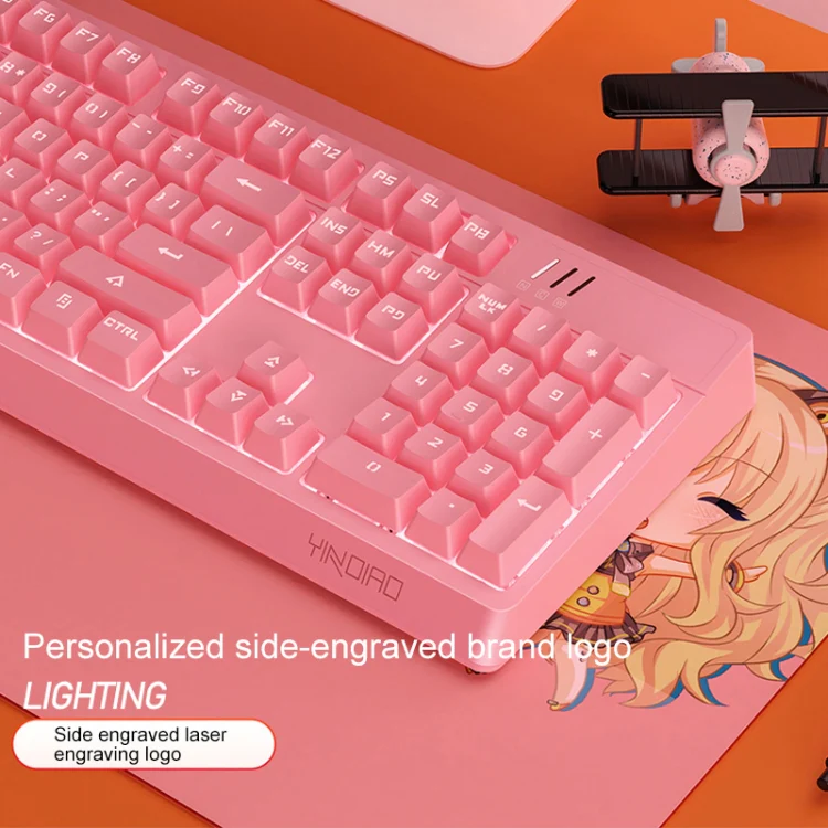 YINDIAO K300 USB Detachable Panel Mechanical Lighting Blue Shaft Gaming Wired Keyboard (White) - Image 4