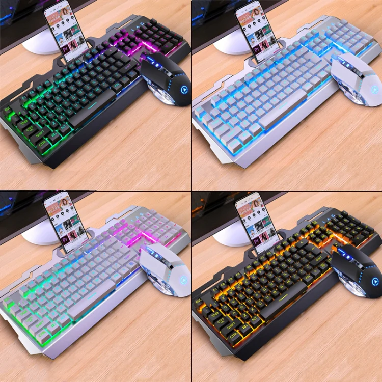 YINDIAO V2 Mechanical Feel Gaming Keyboard Mouse Set (White Rainbow Light) - Image 2
