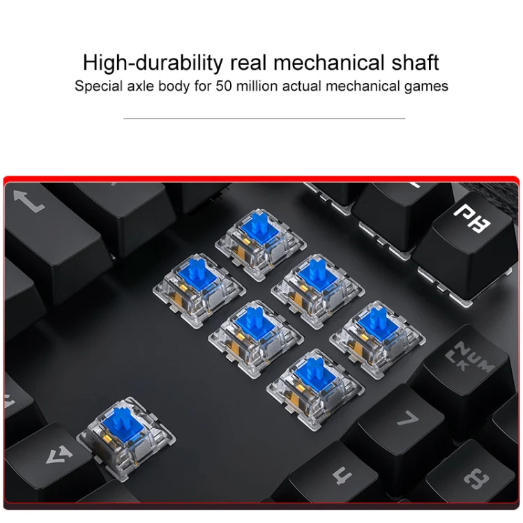 YINDIAO ZK-3 USB Mechanical Gaming Wired Keyboard, Blue Shaft (White) - Image 3