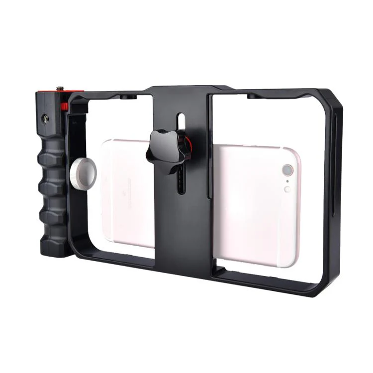 YLG0901B Vlogging Live Broadcast Smartphone Plastic Cage Video Rig Filmmaking Recording Handle Stabilizer Bracket for iPhone, Galaxy, Huawei, Xiaomi, HTC, LG, Google, and Other Smartphones(Black)