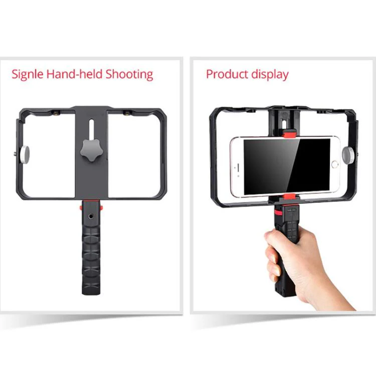 YLG0901B Vlogging Live Broadcast Smartphone Plastic Cage Video Rig Filmmaking Recording Handle Stabilizer Bracket for iPhone, Galaxy, Huawei, Xiaomi, HTC, LG, Google, and Other Smartphones(Black) - Image 10