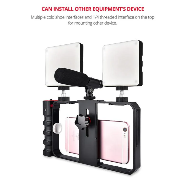 YLG0901B Vlogging Live Broadcast Smartphone Plastic Cage Video Rig Filmmaking Recording Handle Stabilizer Bracket for iPhone, Galaxy, Huawei, Xiaomi, HTC, LG, Google, and Other Smartphones(Black) - Image 13