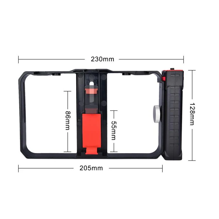 YLG0901B Vlogging Live Broadcast Smartphone Plastic Cage Video Rig Filmmaking Recording Handle Stabilizer Bracket for iPhone, Galaxy, Huawei, Xiaomi, HTC, LG, Google, and Other Smartphones(Black) - Image 5