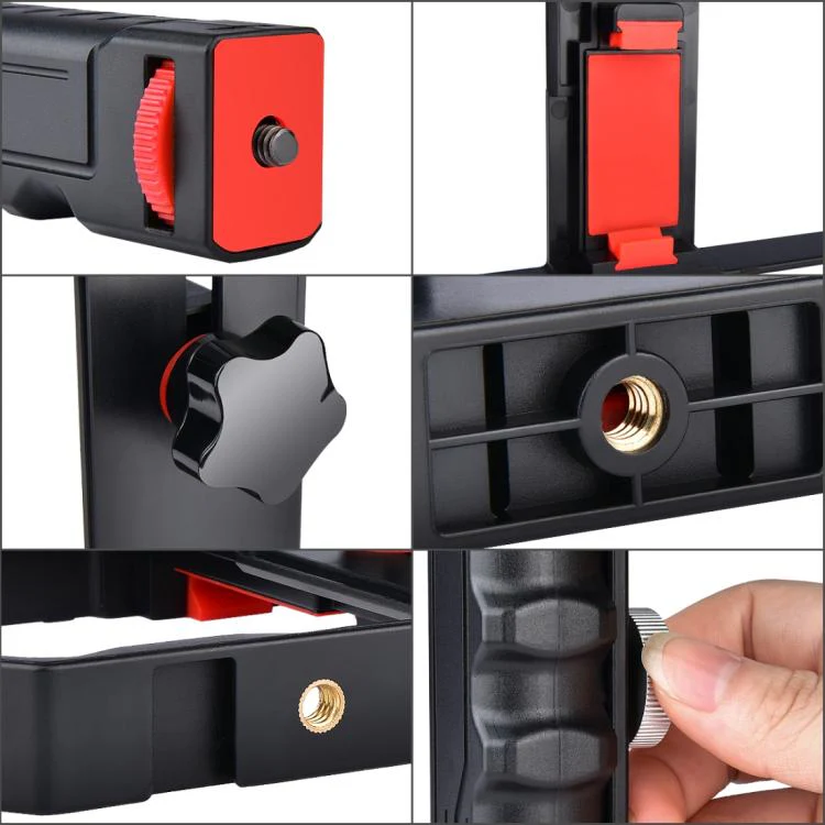 YLG0901B Vlogging Live Broadcast Smartphone Plastic Cage Video Rig Filmmaking Recording Handle Stabilizer Bracket for iPhone, Galaxy, Huawei, Xiaomi, HTC, LG, Google, and Other Smartphones(Black) - Image 6