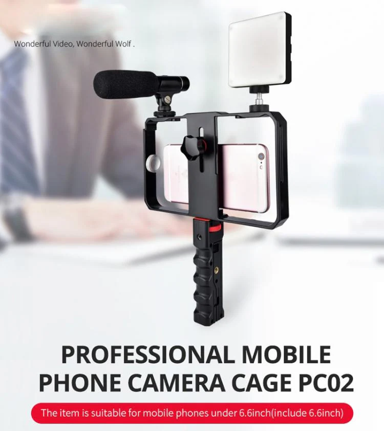 YLG0901B Vlogging Live Broadcast Smartphone Plastic Cage Video Rig Filmmaking Recording Handle Stabilizer Bracket for iPhone, Galaxy, Huawei, Xiaomi, HTC, LG, Google, and Other Smartphones(Black) - Image 7