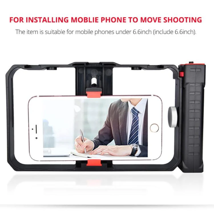 YLG0901B Vlogging Live Broadcast Smartphone Plastic Cage Video Rig Filmmaking Recording Handle Stabilizer Bracket for iPhone, Galaxy, Huawei, Xiaomi, HTC, LG, Google, and Other Smartphones(Black) - Image 8