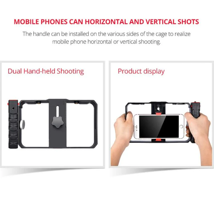 YLG0901B Vlogging Live Broadcast Smartphone Plastic Cage Video Rig Filmmaking Recording Handle Stabilizer Bracket for iPhone, Galaxy, Huawei, Xiaomi, HTC, LG, Google, and Other Smartphones(Black) - Image 9