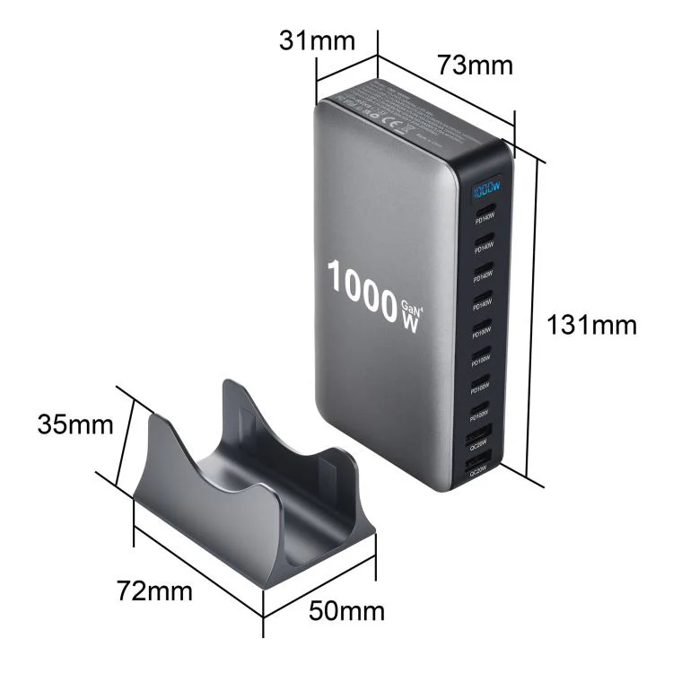 YMX-1000W 1000W 8 x Type-C Ports and 2 x USB 10 Ports Digital Display Multi-functional Charger(AU Plug) - Image 3
