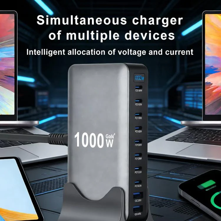 YMX-1000W 1000W 8 x Type-C Ports and 2 x USB 10 Ports Digital Display Multi-functional Charger(AU Plug) - Image 6