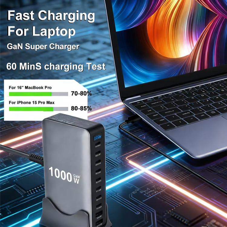 YMX-1000W 1000W 8 x Type-C Ports and 2 x USB 10 Ports Digital Display Multi-functional Charger(AU Plug) - Image 7