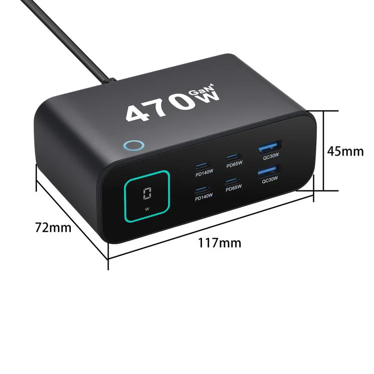 YMX-615-LCD470W 4xType-C and 2xUSB 470W GaN Multi-Function Charger, Plug:AU Plug(White) - Image 11