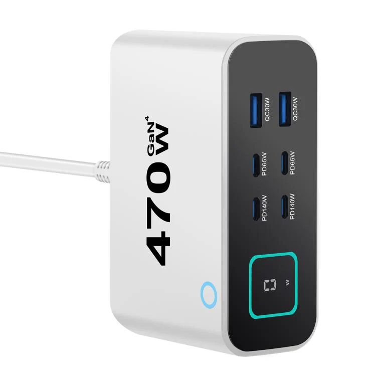 YMX-615-LCD470W 4xType-C and 2xUSB 470W GaN Multi-Function Charger, Plug:EU Plug(White) - Image 3