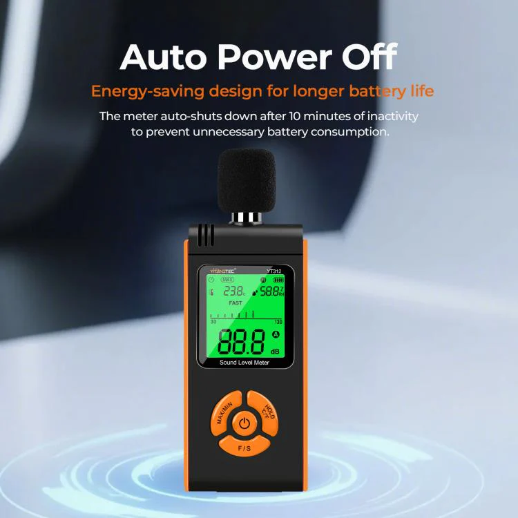 YT312 High Precision Digital Sound Level Meter Support Temperature and Humidity Measurement(Black Orange) - Image 7