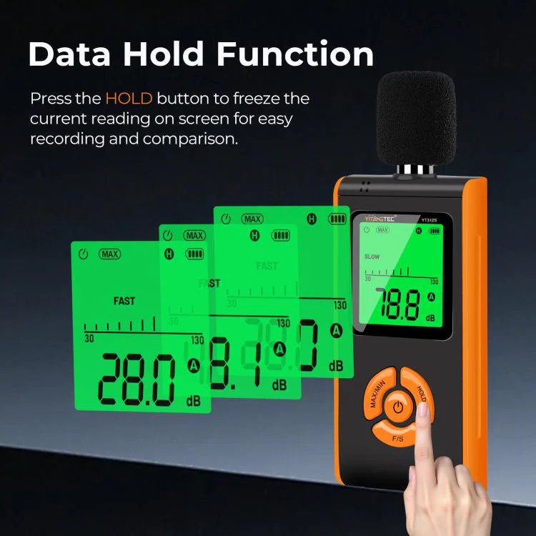 YT312S High Precision Digital Sound Level Meter, Measurement Range: 30–130dB(Black Orange) - Image 5