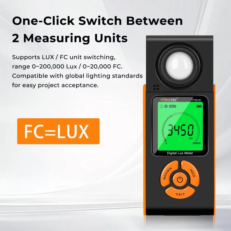 YT351S High Precision Integrated Digital Lux Meter Light Brightness Measuring - Image 6