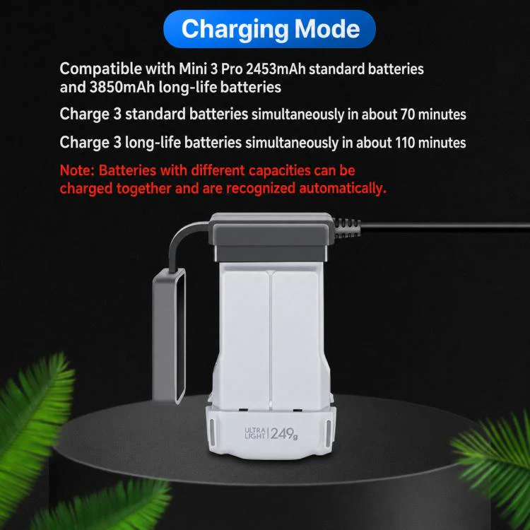 YX 3-Way Smart Charger with LCD Display For DJI Mini 5 Pro / Mini 4 Pro / Mini 3 Pro / Mini 3 Multi Battery Charging Hub US Plug - Image 6