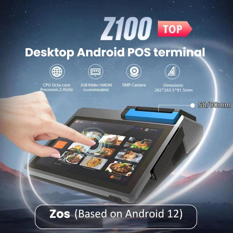 Z100 Dual-Screen Smart Cash Register With Printing All-In-One Machine, Android POS Terminal For Hotel, Restaurant, Supermarket EU Plug, Spec: 2.6 inch 80mm - Image 2