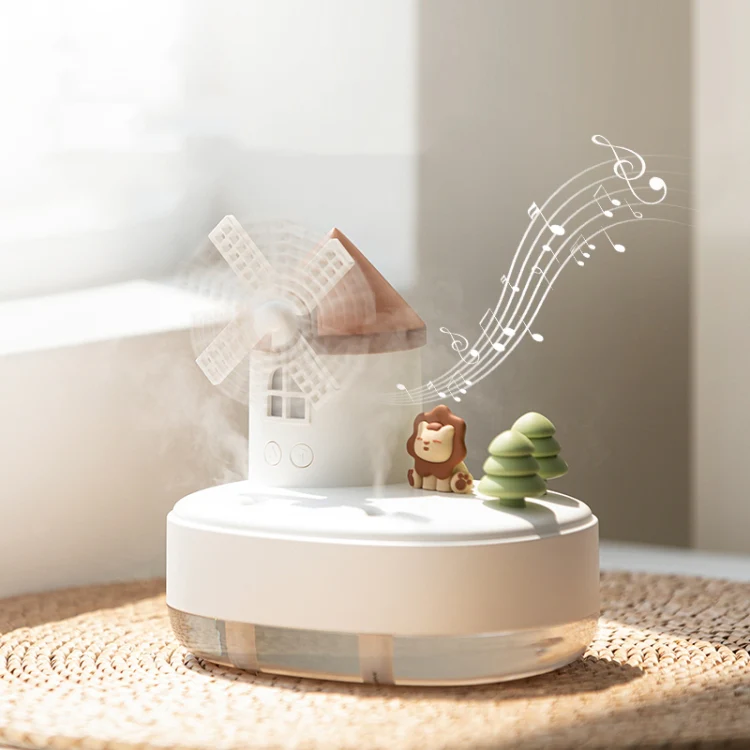 ZAY-H007 LED Light Double Spray Wireless Mini Desktop Windmill Music Humidifier(Pink) - Image 11