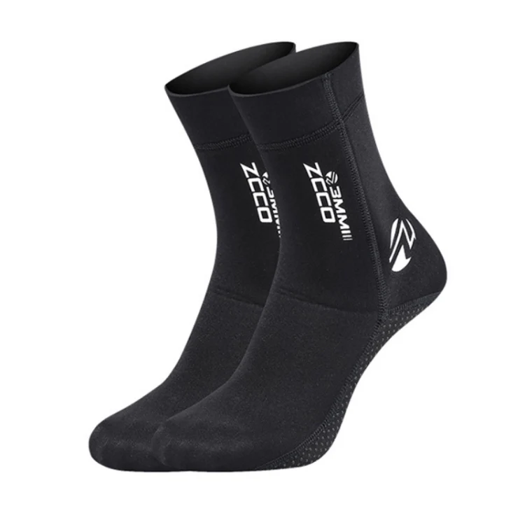ZCCO 3mm Warm Non-Slip Diving Socks Anti-Wear Ankle Fins, Size:43-44(Black) - Image 2