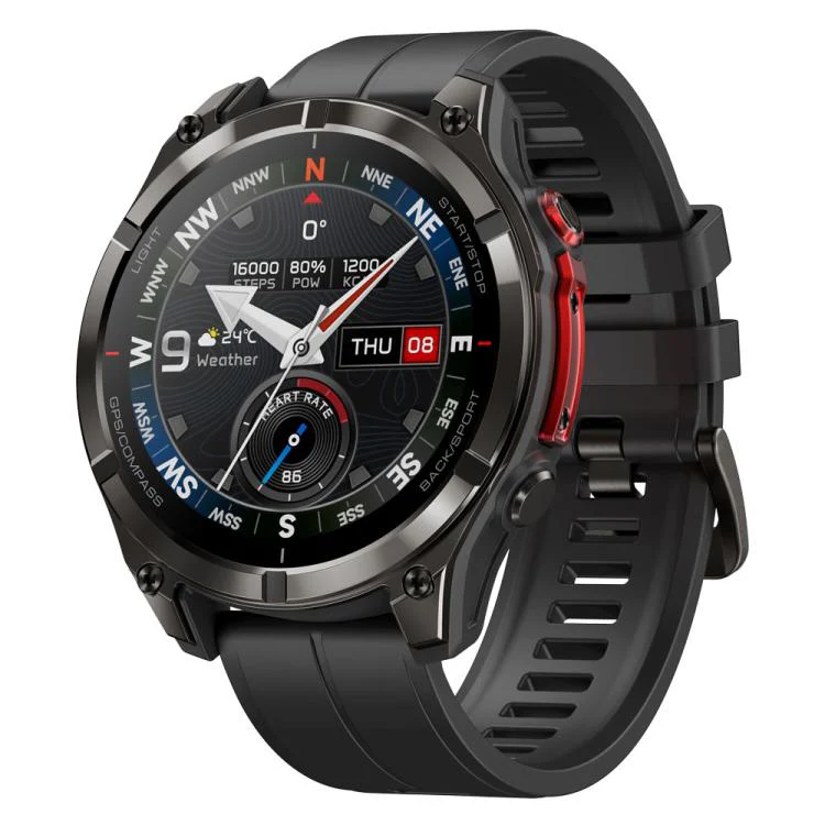 Zeblaze Stratos 4 Pro Rugged Outdoor GPS Smart Watch 1.43 inch Screen 5 ATM & IP69K Built-in Flashlight(Black)