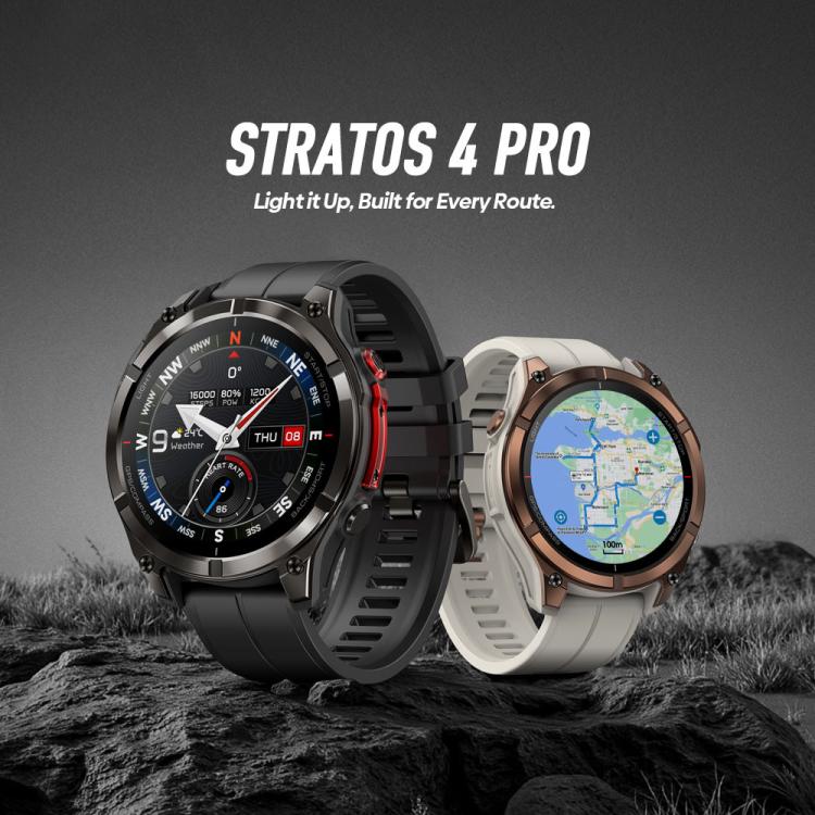 Zeblaze Stratos 4 Pro Rugged Outdoor GPS Smart Watch 1.43 inch Screen 5 ATM & IP69K Built-in Flashlight(Black) - Image 4