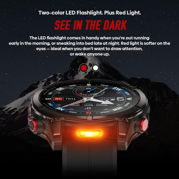 Zeblaze Stratos 4 Pro Rugged Outdoor GPS Smart Watch 1.43 inch Screen 5 ATM & IP69K Built-in Flashlight(Black) - Image 7