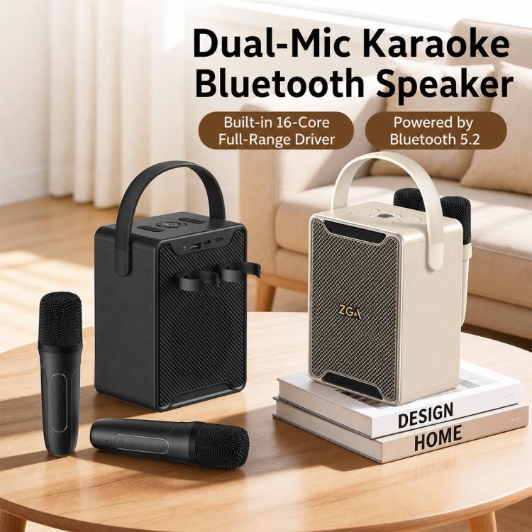 ZGA PZ010 Portable Dual Mic Karaoke Bluetooth Speaker(Beige) - Image 2