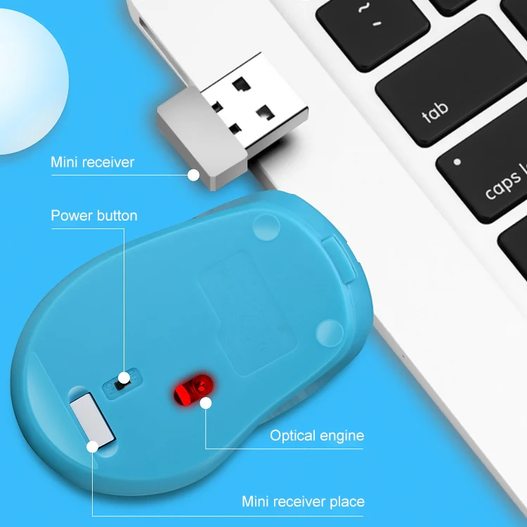 ZGB 361 2.4G Wireless Chargeable Mini Mouse 1600dpi (Blue) - Image 4