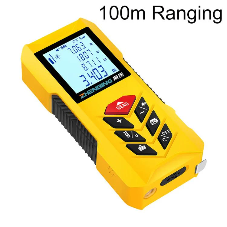 ZHENBING N1 Advanced Version Handheld Green Cross Line Laser Distance Meter, Measuring Distance:100m(Yellow)