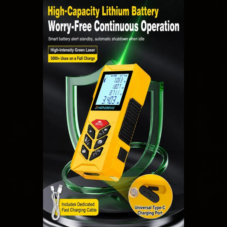 ZHENBING N1 Advanced Version Handheld Green Cross Line Laser Distance Meter, Measuring Distance:150m(Yellow) - Image 10