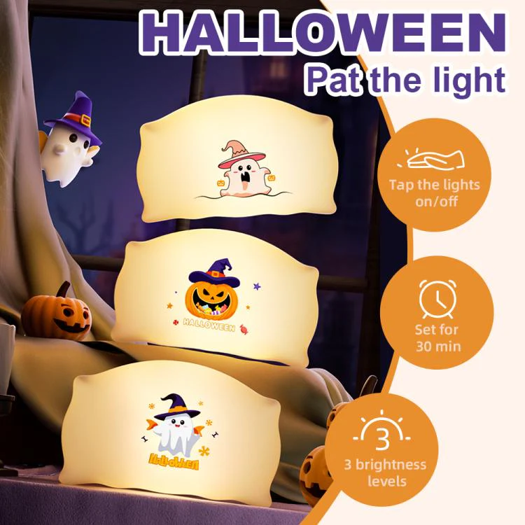 ZHL001W Halloween Pillow Silicone Night Light(Ghost Pumpkin) - Image 3