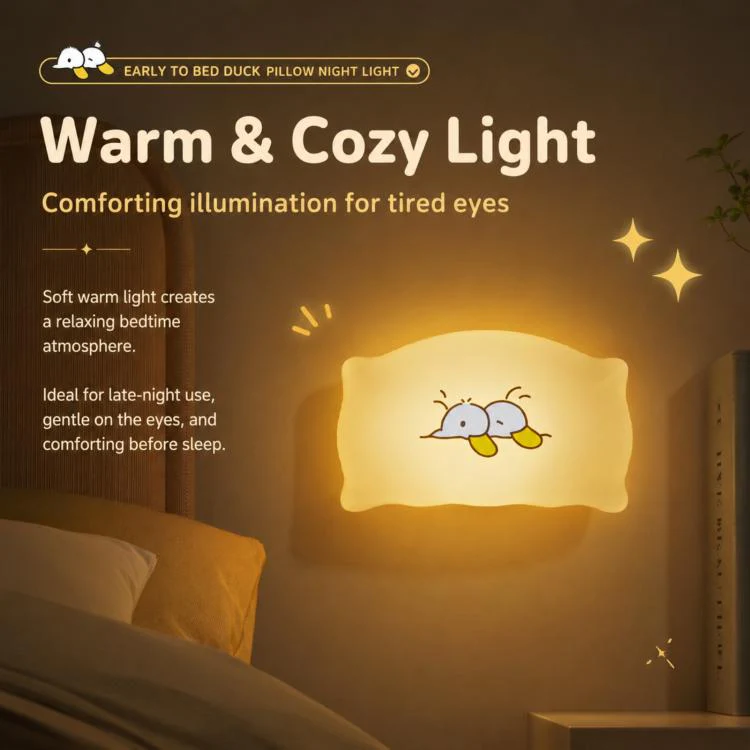 ZHL001Y Early To Bed Pillow Duck Night Light Touch Sensor Bedside Lamp(Warm Light) - Image 11
