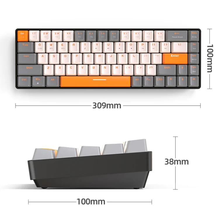 ZIYOU LANG K68 68 Keys Bluetooth Wireless Dual Model Mechanical Keyboard, Style: Red Shaft Version (Gray) - Image 3