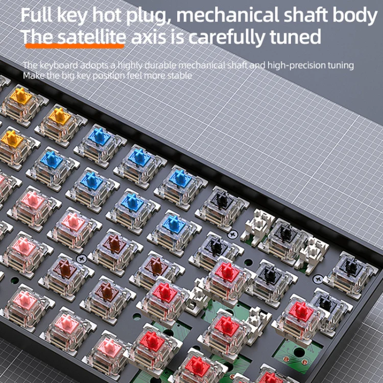 ZIYOU LANG K68 68 Keys Bluetooth Wireless Dual Model Mechanical Keyboard, Style: Red Shaft Version (Shimmering) - Image 6