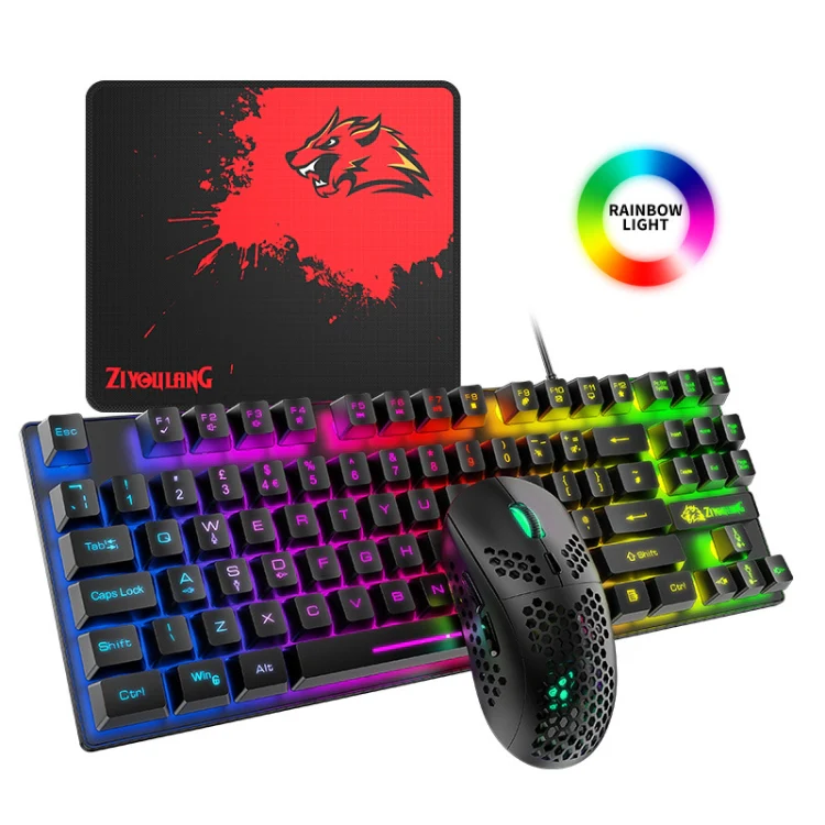 ZIYOU LANG T2 88 Keys Gaming Mechanical Luminous Keyboard and Mouse Set, Cable Length: 1.6m(White) - Image 3