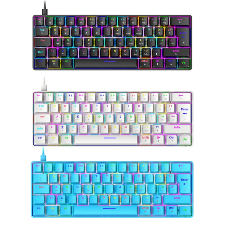 ZIYOU LANG T60 62-Key RGB Luminous Mechanical Wired Keyboard, Cable Length:1.5m(Black Green Shaft) - Image 2
