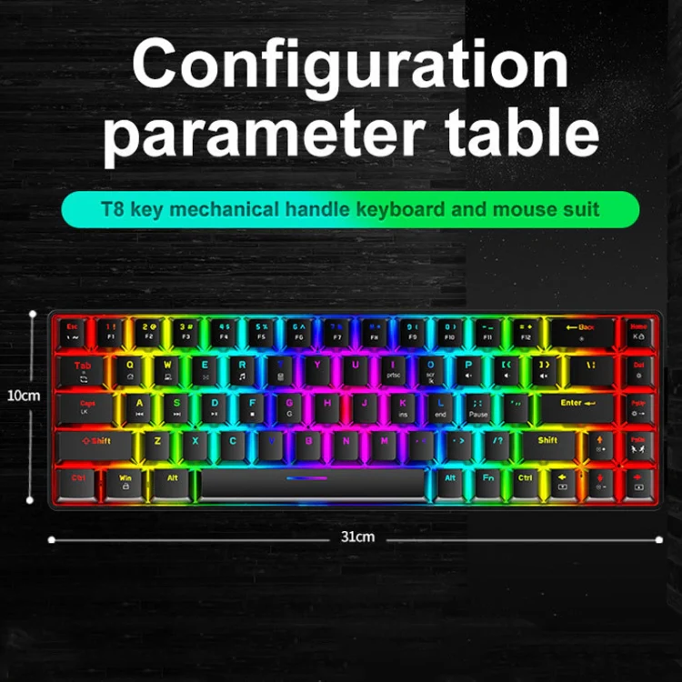 ZIYOU LANG T8 68 Keys RGB Luminous Gaming Mechanical Keyboard, Cable Length:1.6m(Blue Green Shaft) - Image 5