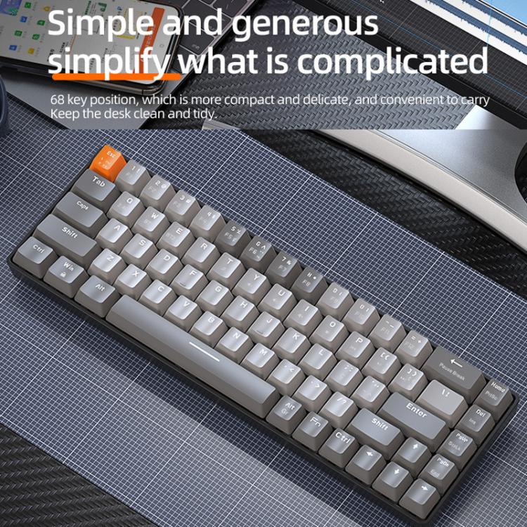 ZIYOULANG K68 Bluetooth / Wired Dual-Mode Portuguese Mechanical Keyboard(Dark Gray Red Switch) - Image 3
