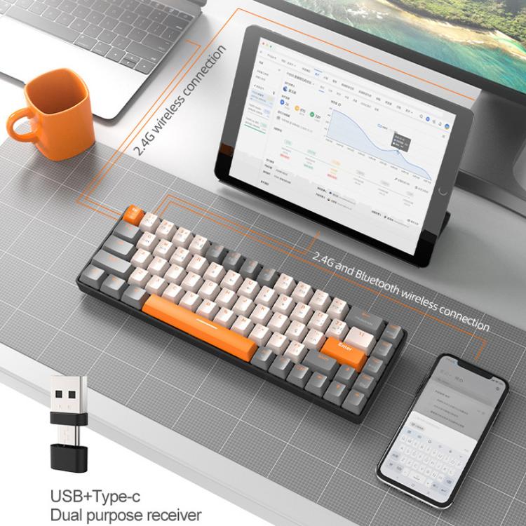 ZIYOULANG K68 Bluetooth / Wired Dual-Mode Portuguese Mechanical Keyboard(Microglow Red Switch) - Image 2