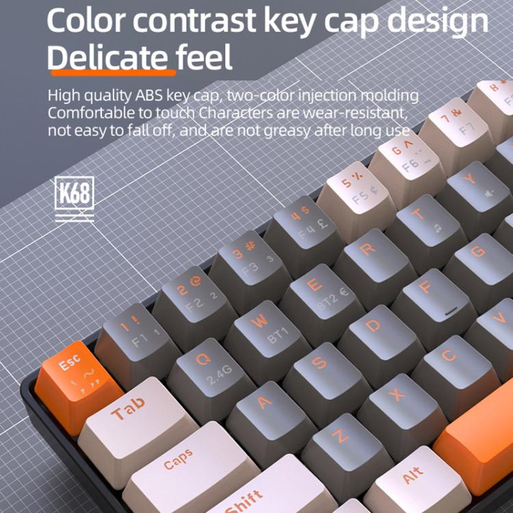 ZIYOULANG K68 Bluetooth / Wired Dual-Mode Portuguese Mechanical Keyboard(Microglow Red Switch) - Image 5