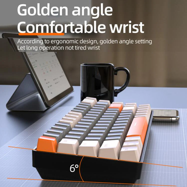 ZIYOULANG K68 Bluetooth / Wired Dual-Mode Portuguese Mechanical Keyboard(Microglow Red Switch) - Image 6