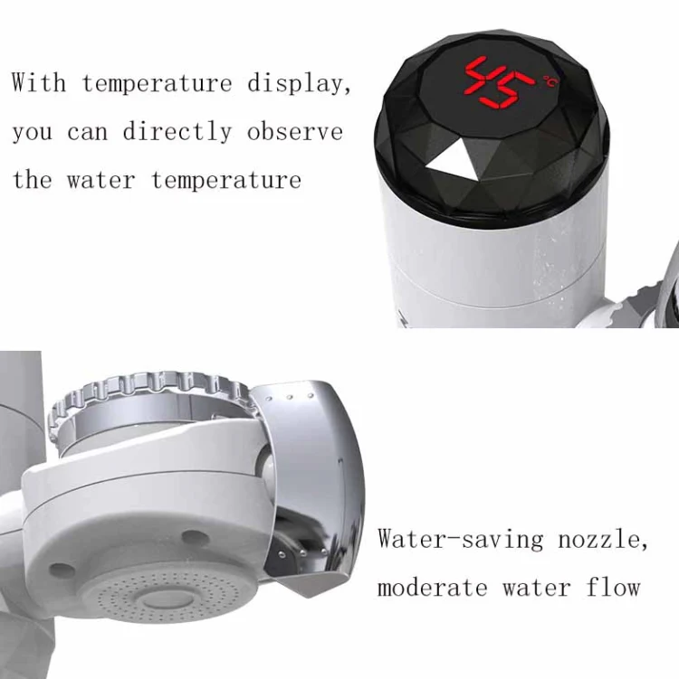 Zoosen Electric Hot Water Faucet Connection Type Instant Hot Water Faucet EU Plug, Style:White - Image 5