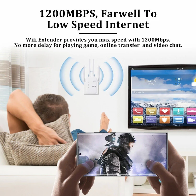 ZX-R08 1200Mbps 2.4G/5G Dual-Band WiFi Repeater Signal Amplifier, US Plug - Image 7